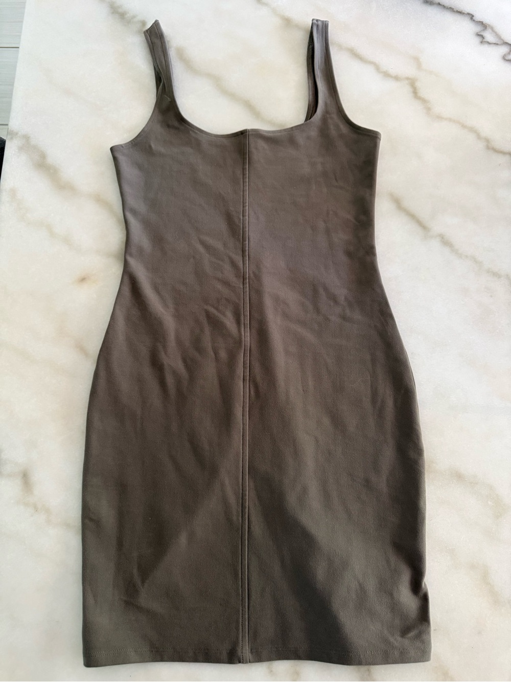 ALO Yoga Women's Scoop Neck Tank Dress in Dark Brown/ olive green